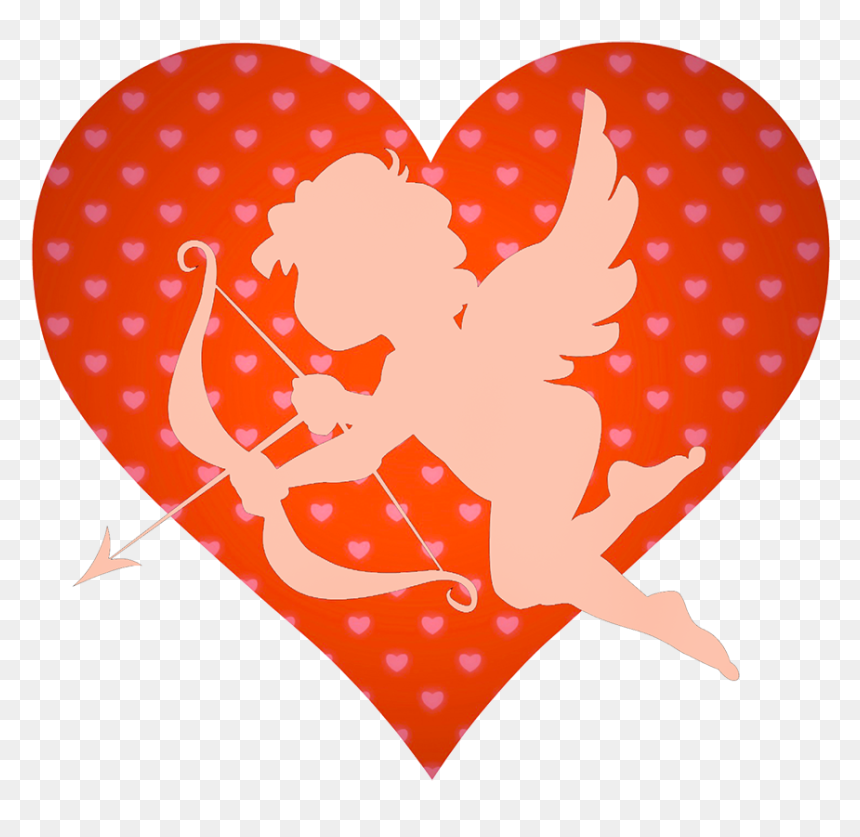 Cupid With Bow Arrow And Heart - Heart With Cupid Arrow, HD Png Download - heart arrow png