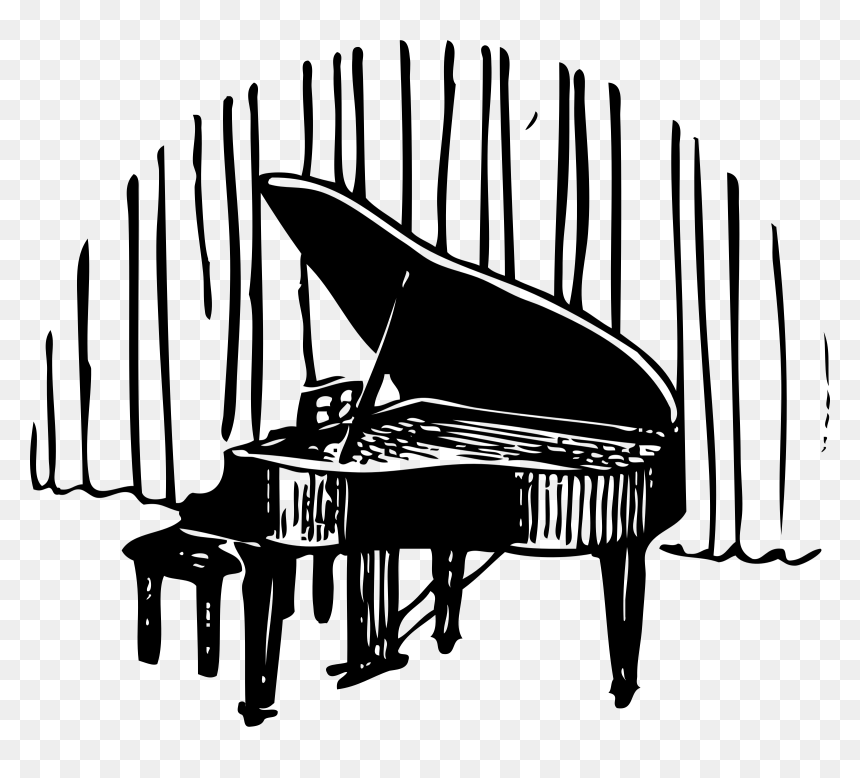 Piano In Front Of Curtain Clip Arts - Word Piano, HD Png Download - black curtain png