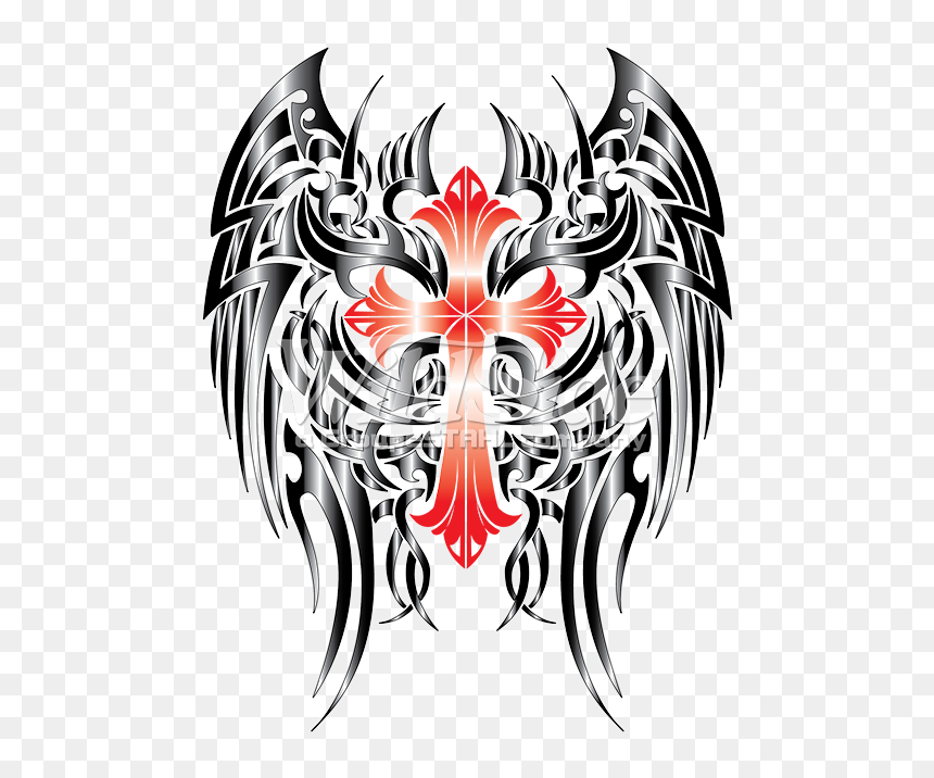 Cross With Gothic Wings - Gothic Cross Transparent, HD Png Download - gothic cross png