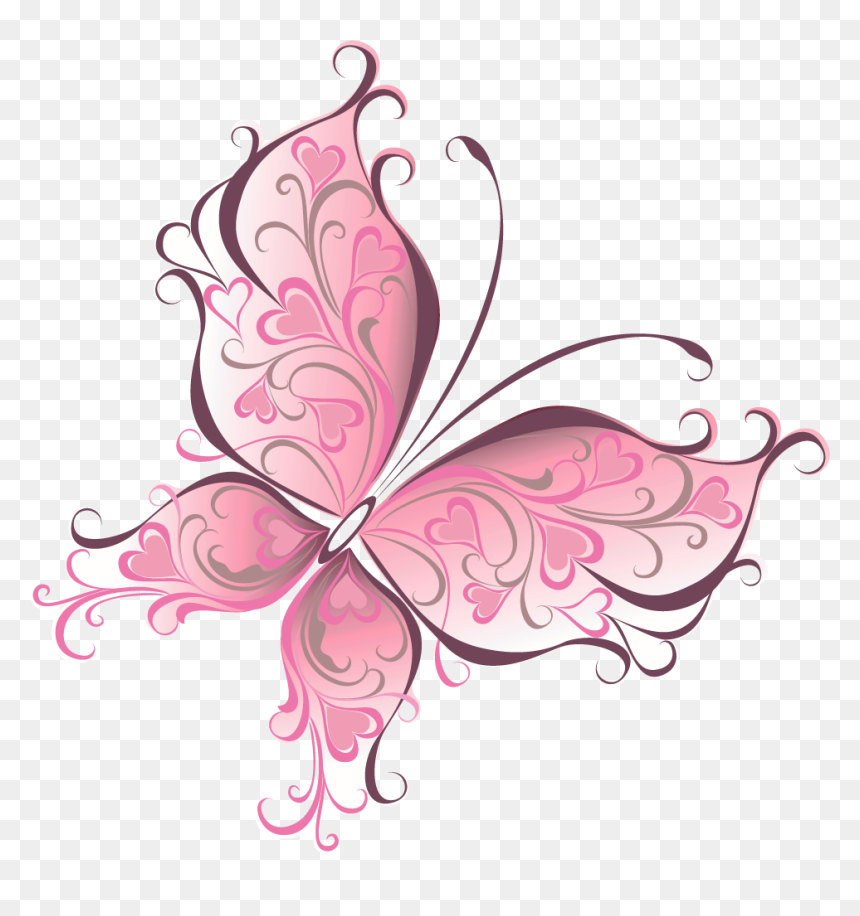 Pink Butterfly Brides - Pink Transparent Butterfly Png, Png Download - pink butterfly png