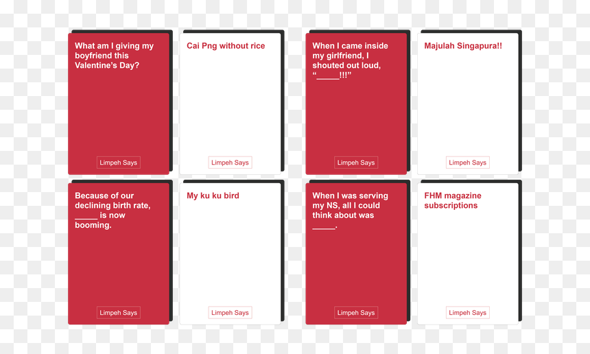 Limpeh Says Cards Against Humanity - Card Against Humanity Valentines, HD Png Download - cards against humanity png