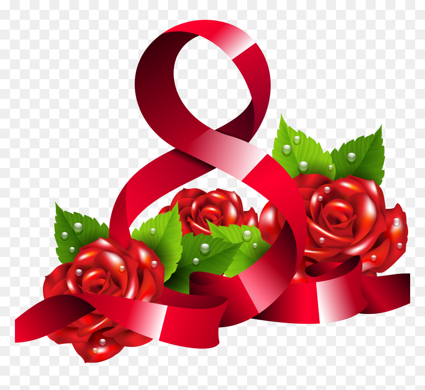 8 March And Roses Png Clipart Picture - 8 March Clipart, Transparent Png - roses.png