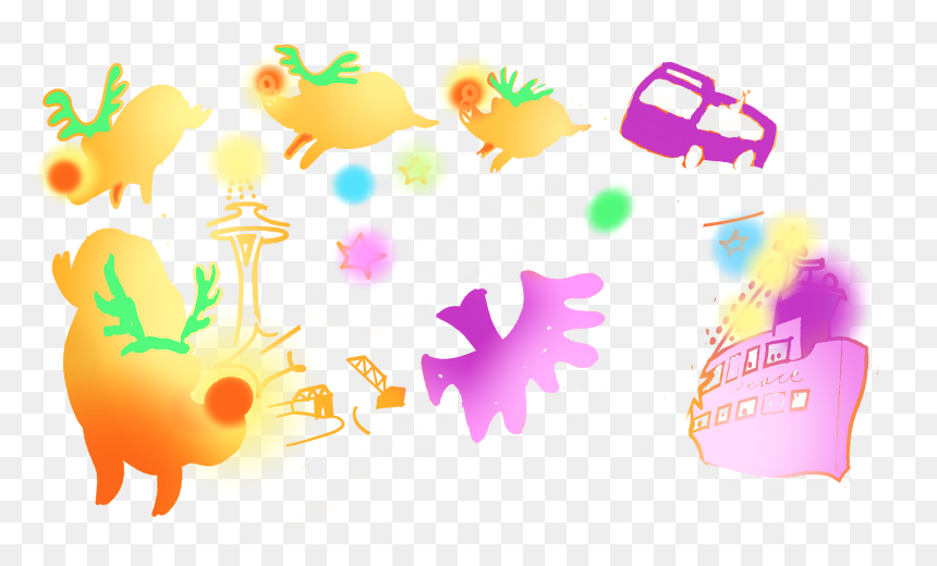 Illustration Of Pigs With Reindeer Antlers Flying Over, HD Png Download - holiday garland png