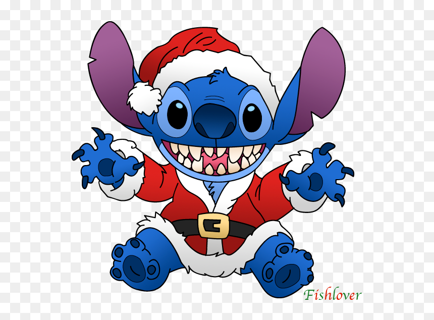 Santa Stitch By Fishlover - Stitch With Santa Hat, HD Png Download - lilo and stitch png