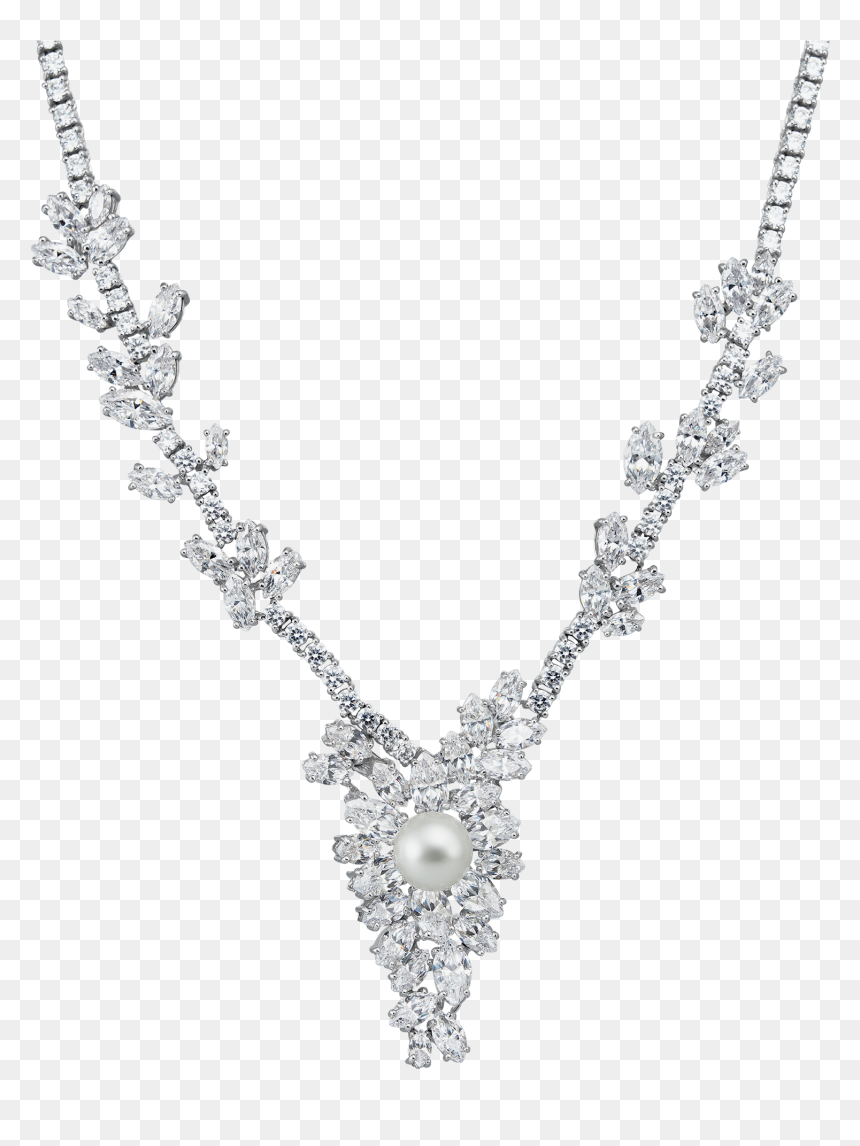 Ciro Jewelry Black Tie Annabelle Necklace Silver White - Necklaces Png, Transparent Png - pearl necklace png
