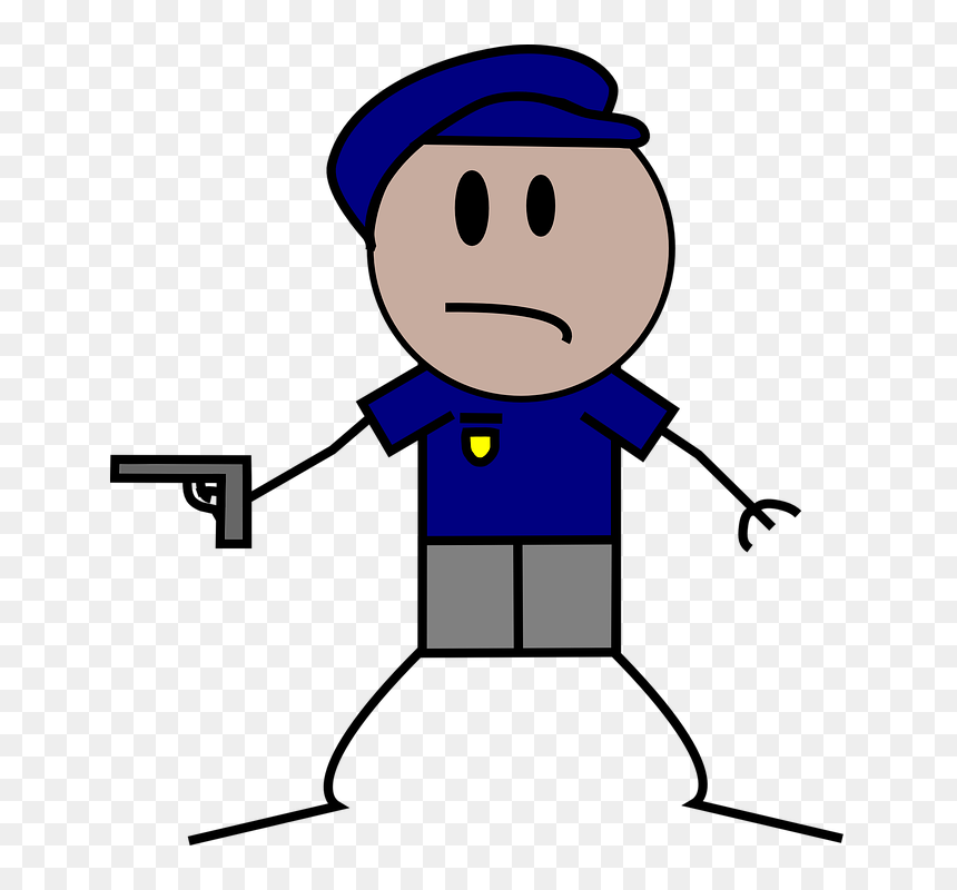 Cop Pistol Gun People Police Sheriff Weapon - Police Officer Stick Figure, HD Png Download - cop png