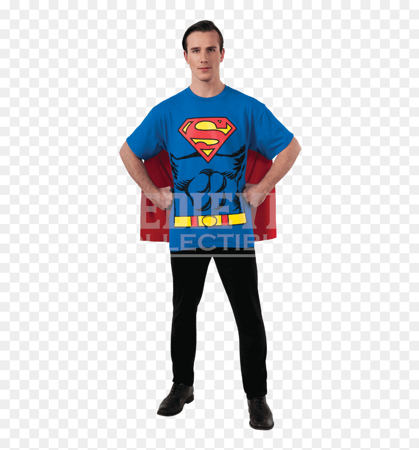 Adult Superman Cape T-shirt - Superman Shirt With Cape, HD Png Download - superman cape png