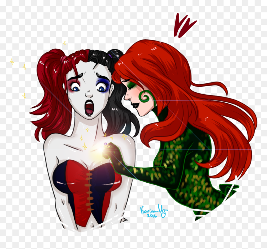 Poison Ivy Harley Quinn Art Batman Drawing - Harley Quinn Poison Ivy Married, HD Png Download - poison ivy png