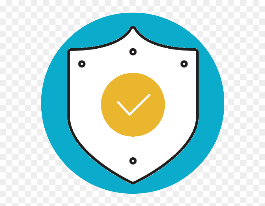 Blue Circle Icon With White Shield In Center With Yellow - Circle, HD Png Download - white check mark png