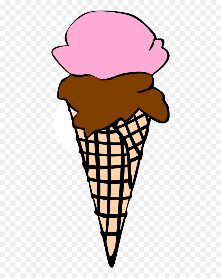 Ice Cream Clip Art Colored - Icecream Cone Clip Art Black And White, HD Png Download - ice cream clipart png