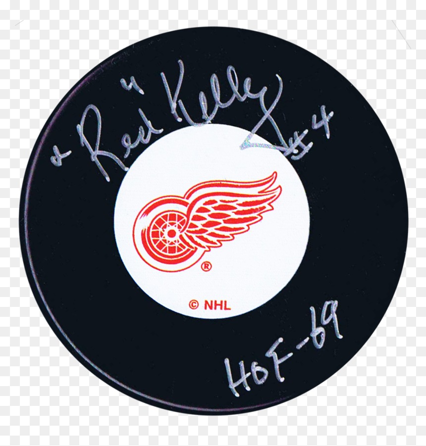 Red Kelly Autographed Detroit Red Wings Puck - Detroit Red Wings, HD Png Download - detroit red wings logo png
