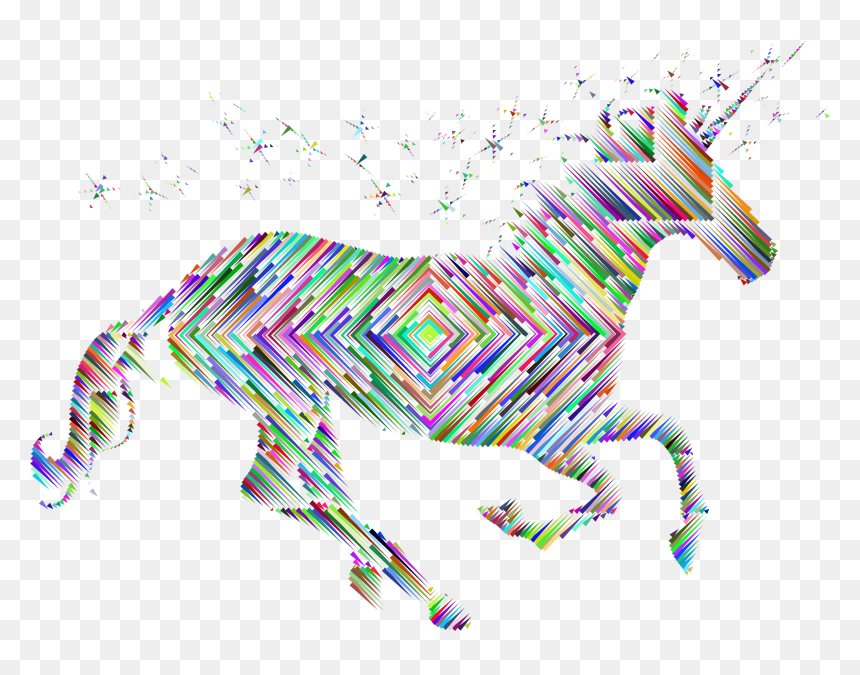 Prismatic Magical Unicorn Silhouette Concentric Clip - Unicorn Silhouette Line, HD Png Download - unicorn silhouette png