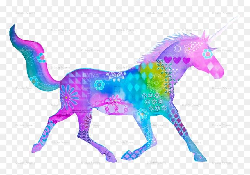 Mixed Media Colorful Unicorn Silhouette Wallpaper - Unicorn, HD Png Download - unicorn silhouette png