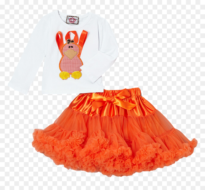 Orange Ribbon Turkey Top & Pettiskirt Set - Girl, HD Png Download - orange ribbon png