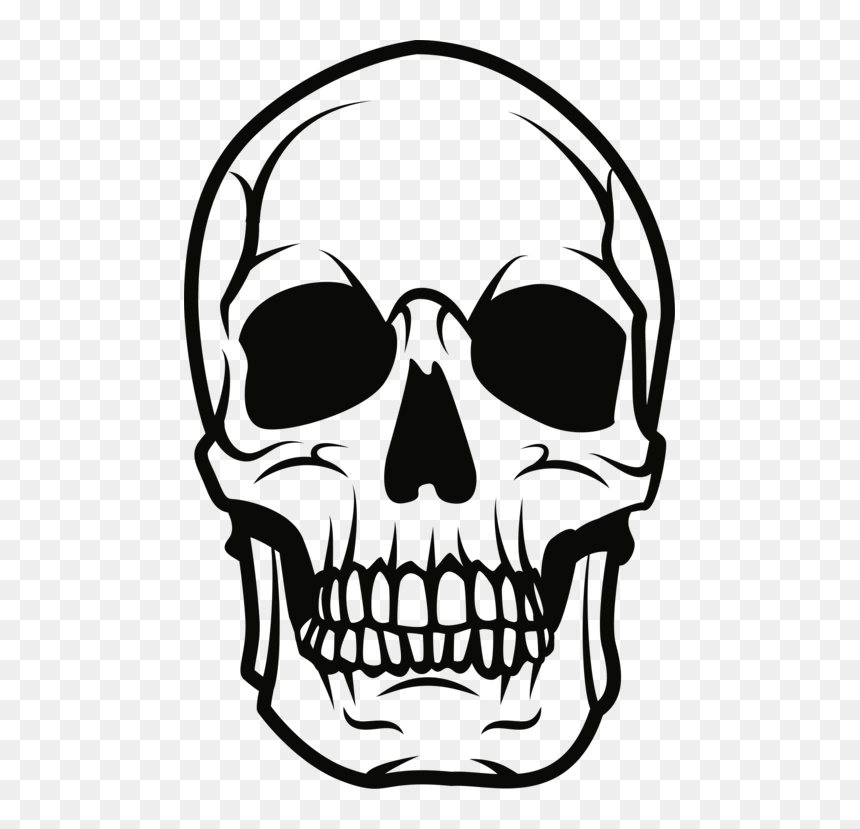 Line Art,head,art - Silhouette Of A Skull, HD Png Download - crossbones png
