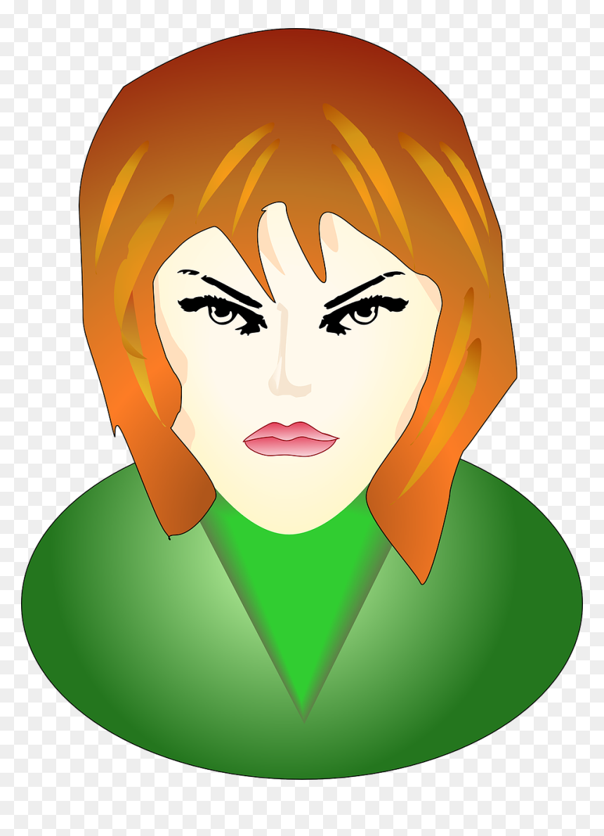 Girl Face Vector Clipart, HD Png Download - anger png