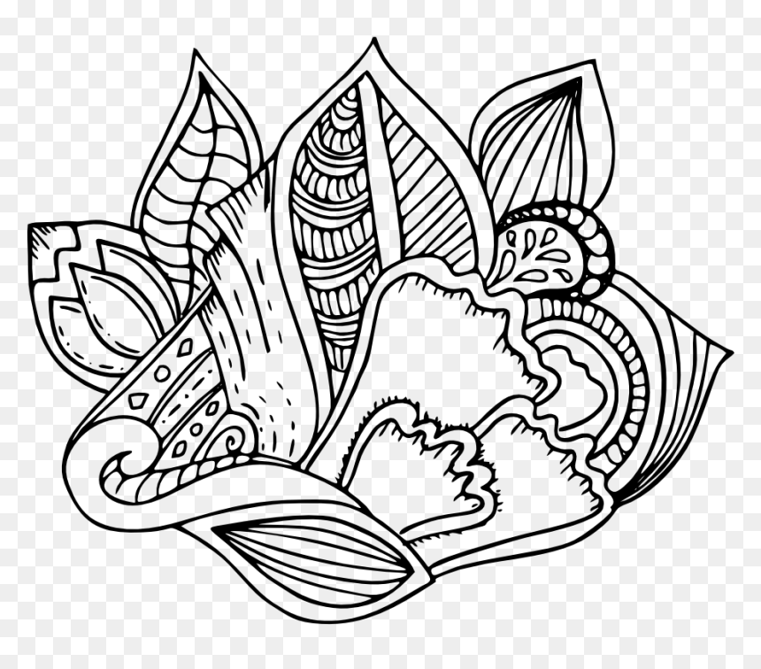 Mandala Art Free Printable Hand Drawn Nature Coloring - Line Art, HD Png Download - hand drawing png
