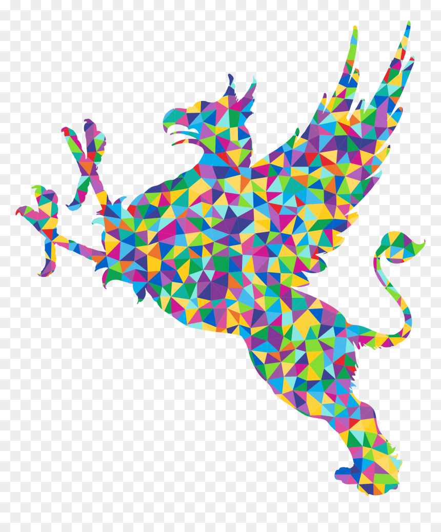 Low Poly Prismatic Vintage Griffin Silhouette Clip - Geometric Griffin, HD Png Download - griffin png