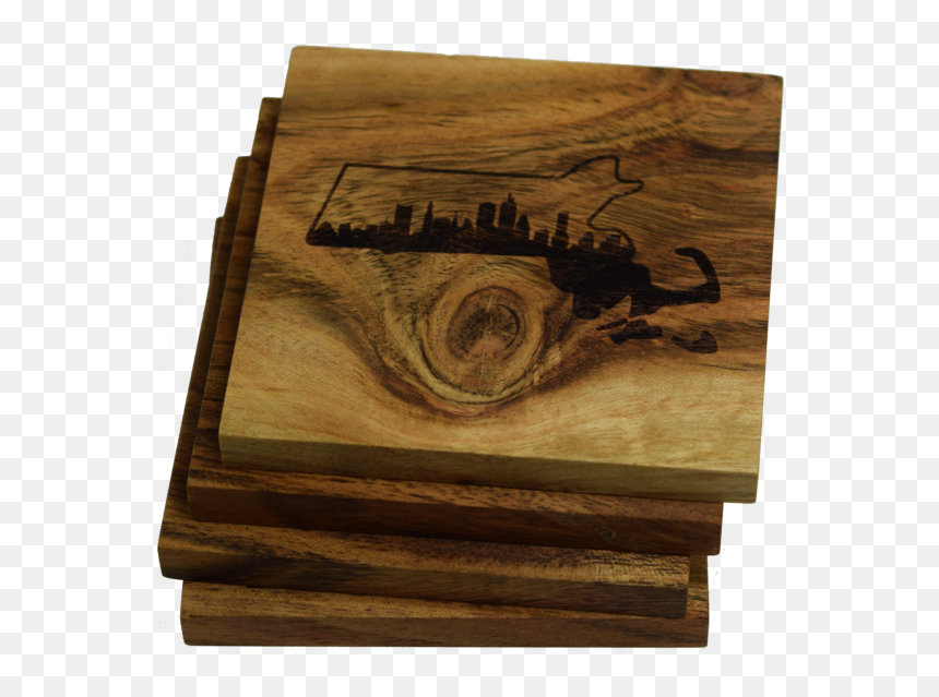 Boston Skyline Within Massachusetts State Outline Coasters - Plywood, HD Png Download - boston skyline png