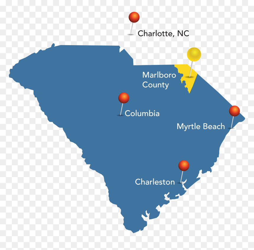 Map Of South Carolina, Including Marlboro County School - South Carolina State Png, Transparent Png - north carolina outline png