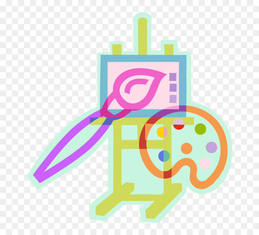 Transparent Paintbrush And Palette Png, Png Download - easel png