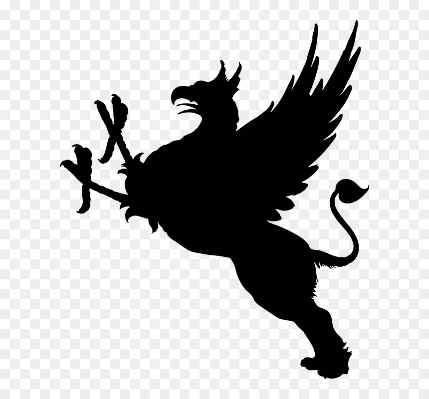 Bird, Creature, Feathers, Fictional, Griffin, Lion - Silhouette Griffin Clipart, HD Png Download - lion silhouette png