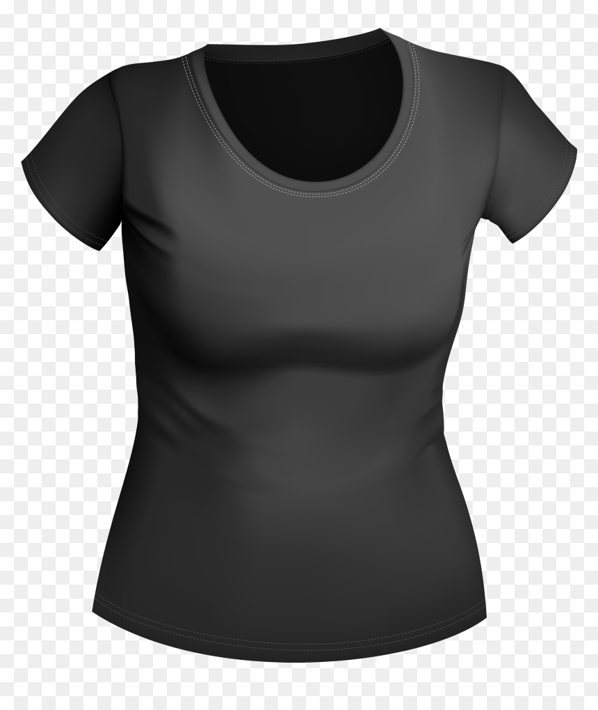 Female Black Shirt Png Clipart - Black Shirt Png Woman, Transparent Png - neck png
