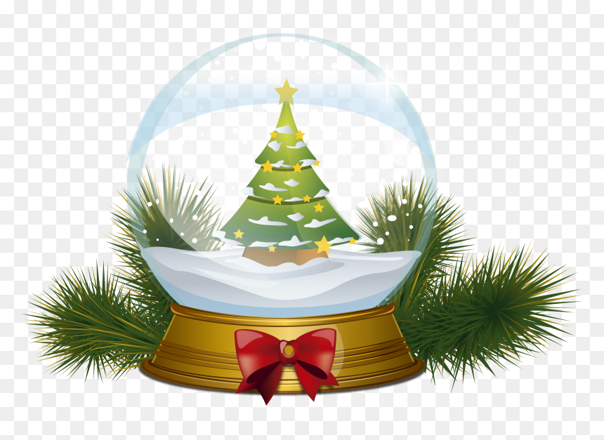 Christmas Tree Snowglobe Png Clipart Image - Wystawa Prac Bożonarodzeniowych W Bibliotece, Transparent Png - snow tree png