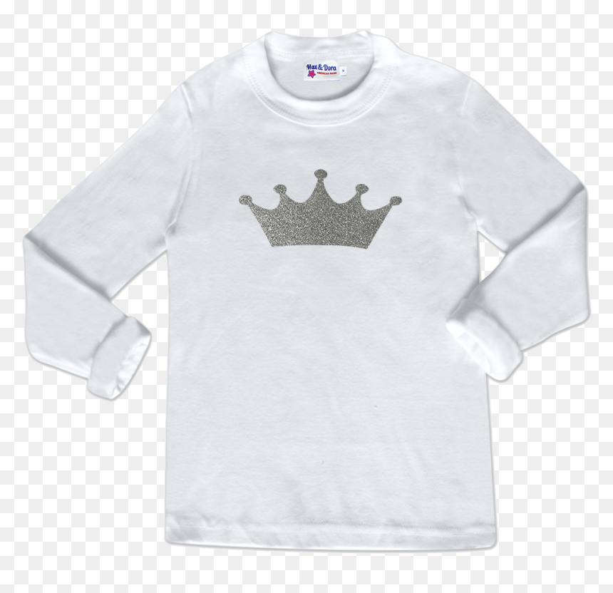 Silver Sparkle Princess Crown Long Sleeve Jersey T-shirt - Long-sleeved T-shirt, HD Png Download - silver crown png