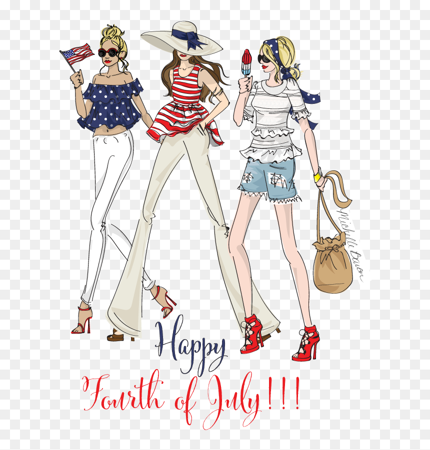 Happy Fourth Of July Lady Cartoon, HD Png Download - happy 4th of july png