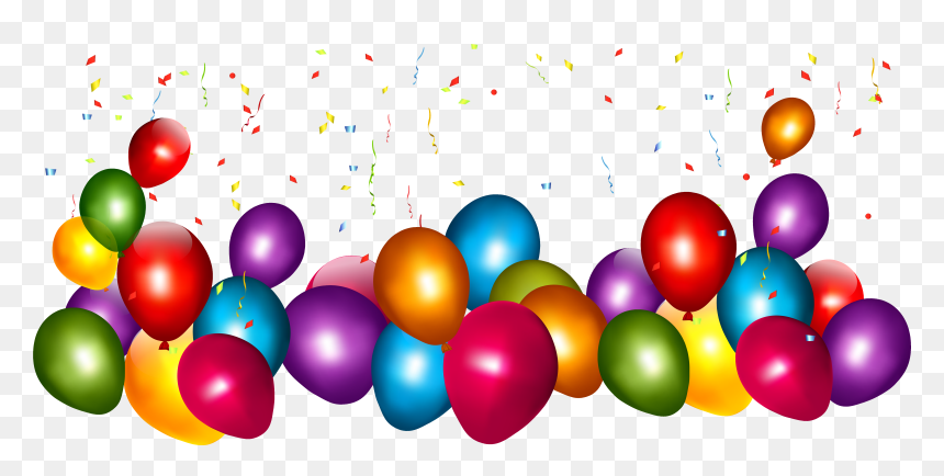 Transparent Colorful Balloons With Confetti Png Clipart - Happy Birthday Cake Sticker, Png Download - confetti clipart png