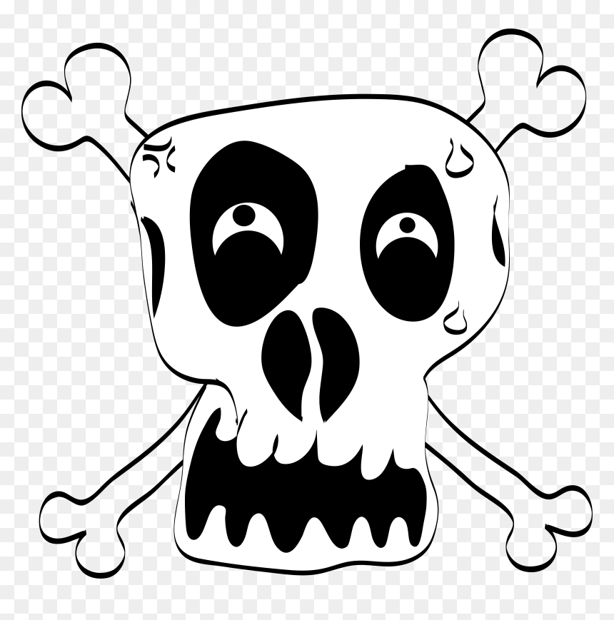 Freehand Funny Skull Clip Arts - Skull And Crossbones Funny, HD Png Download - cartoon skull png
