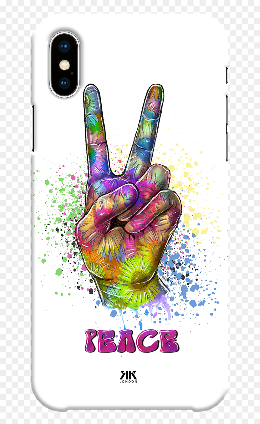 Smartphone, HD Png Download - peace sign hand png