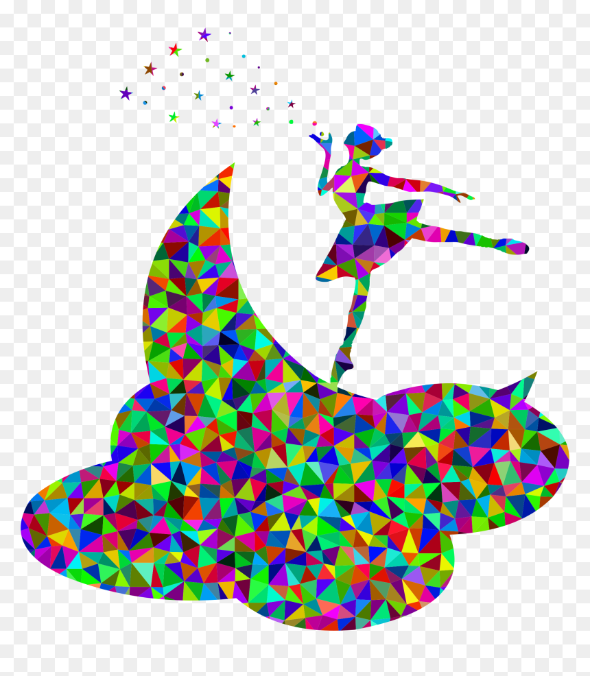 Prismatic Low Poly Ballerina On The Moon Clip Arts - U Turn Arrows Gifs, HD Png Download - sun and moon png