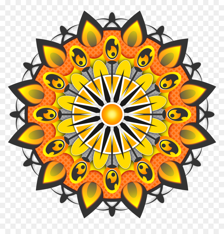 Mandala Yellow Clip Arts - Sunflower Shape Png Transparent Background, Png Download - mandala vector png