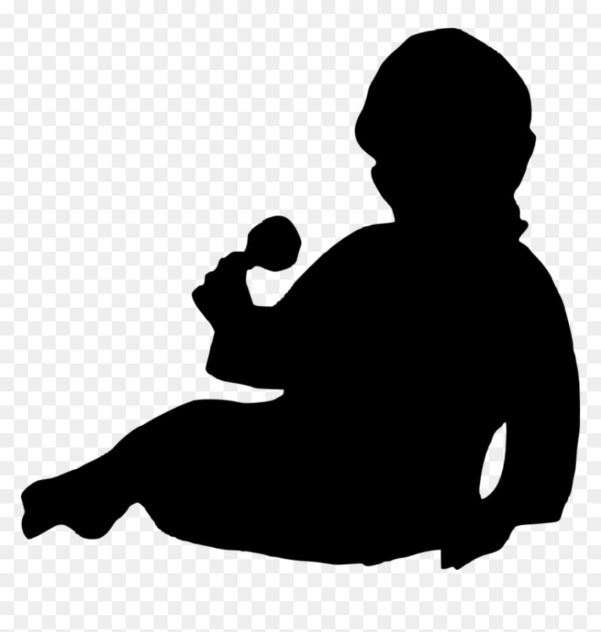 Silhouette Fetus Clip Art - Sitting Kid Silhouette Transparent Background, HD Png Download - fetus png