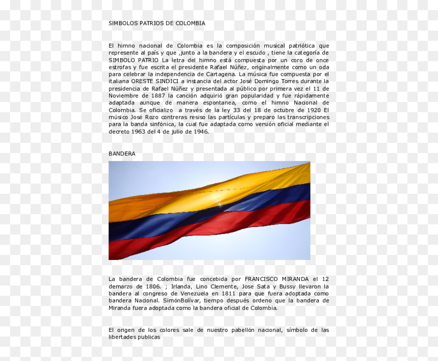 Document, HD Png Download - bandera colombia png