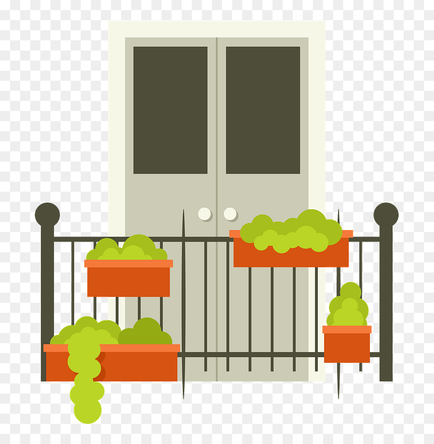 Balcony With Plants Clipart - Illustration, HD Png Download - balcony png