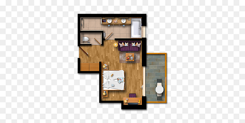 Double Room With Balcony - Floor Plan, HD Png Download - balcony png