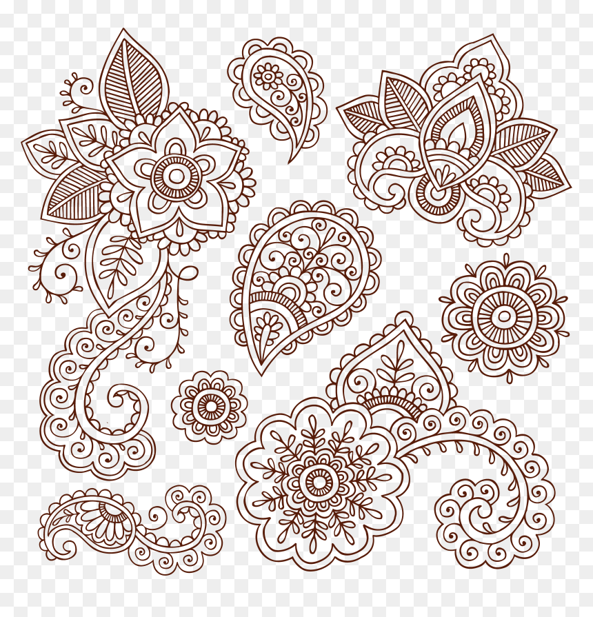 Download Tattoo Paisley Material Ham Pattern Henna, HD Png Download - mandala vector png