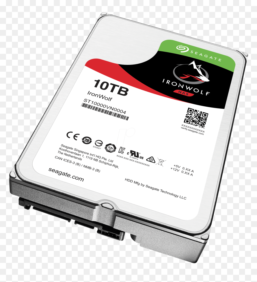 Nas Hard Drive 10 Tb, Seagate Ironwolf Seagate St10000vn0004 - Hard Disk 10 T, HD Png Download - hard drive png