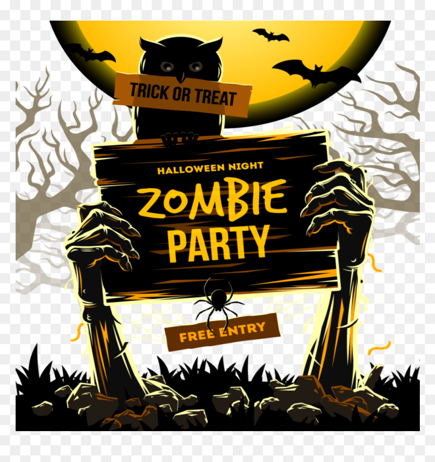 Mq Zombie Zombies Hands Moon Halloween - Halloween Zombie Background Png, Transparent Png - zombie hands png