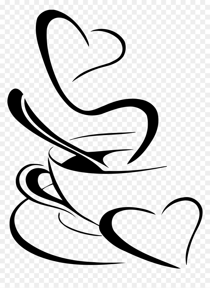 Cup Of Coffee Png Library Stock - Heart Coffee Cup Clipart, Transparent Png - coffee cup silhouette png