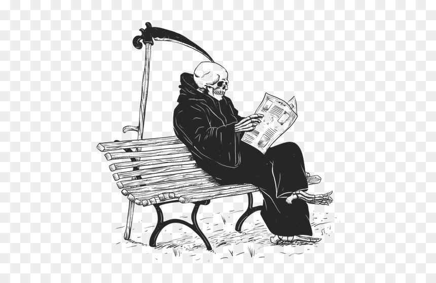 Grim Reaper Read Paper, HD Png Download - cartoon skull png