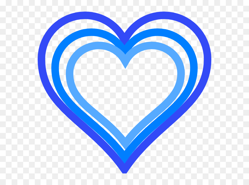 Triple Blue Heart Outline Clip Art At Clker - Blue And White Heart, HD Png Download - white hearts png