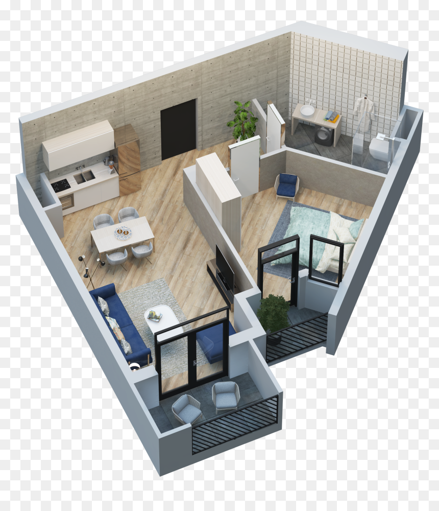Apartment - Floor Plan, HD Png Download - balcony png
