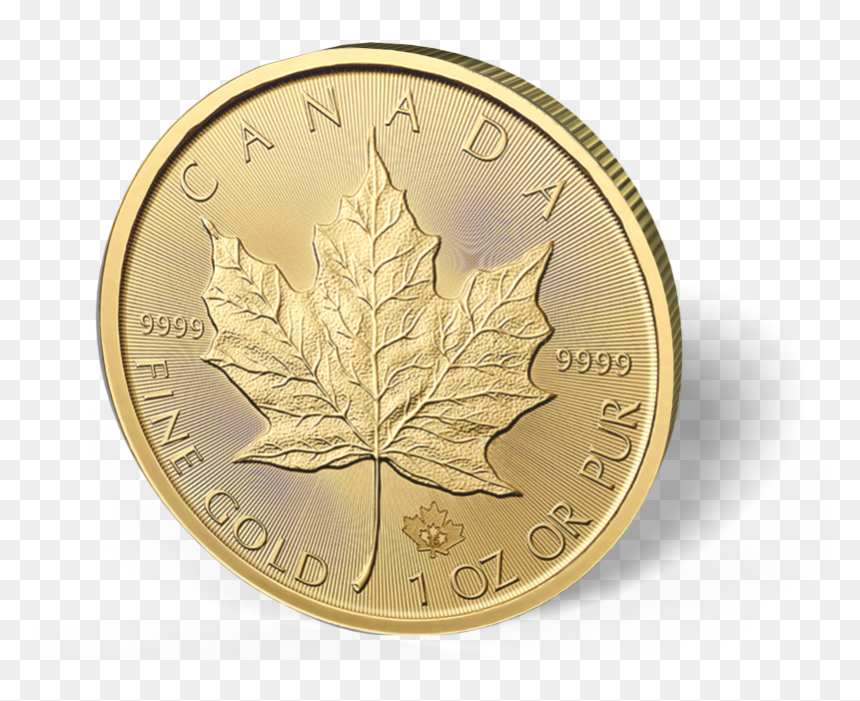 Picture Of 1 Oz Canadian Gold Maple Leaf Coins - Canadian Gold Coin Png, Transparent Png - canadian leaf png