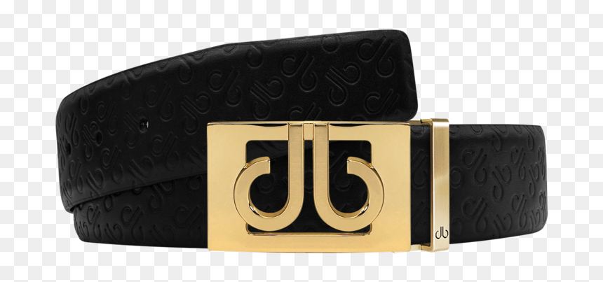 Black Db Icon Pattern Embossed Leather Belt With Gold - Belt, HD Png Download - buckle png