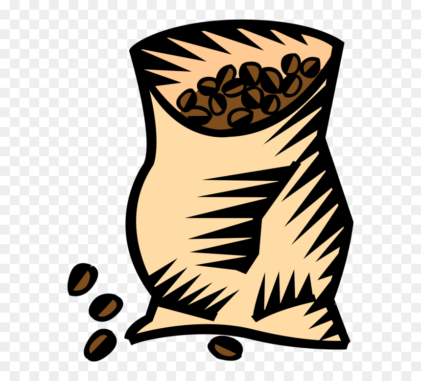 Vector Illustration Of Bag Of Coffee Bean Seed Of The - Vector Coffee Bag Png, Transparent Png - coffee bean vector png