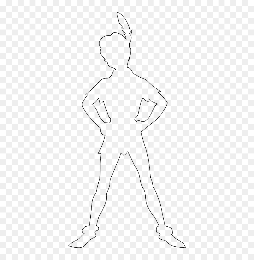 Line Art, HD Png Download - peter pan silhouette png